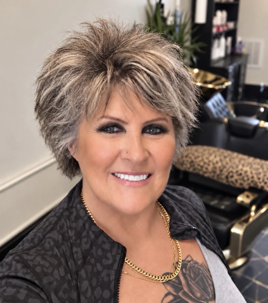 Vogue Studio LLC stylist smiling inside the salon
